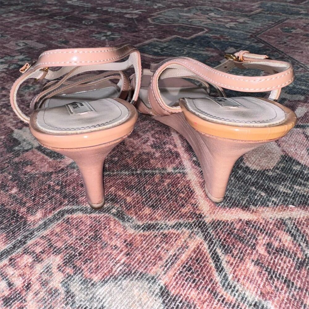 Prada Pink Strappy Wedge Sandals - Picture 5 of 11